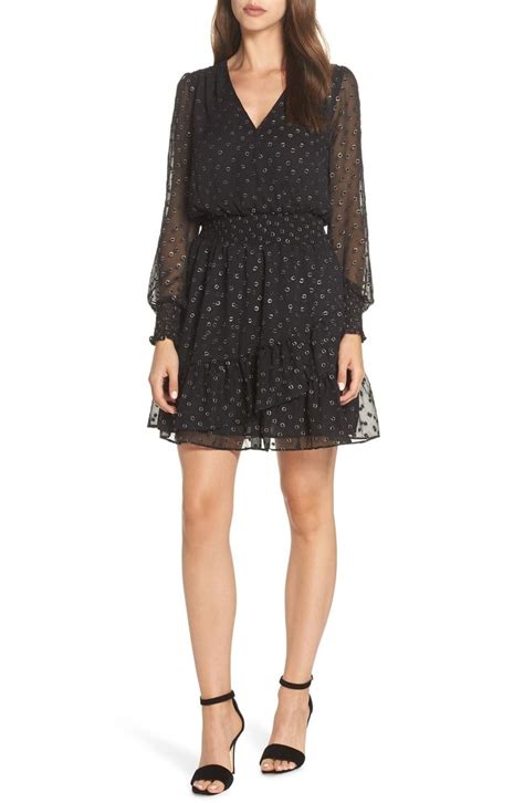 michael kors brown embroidered fit & flare dress|Michael Kors brown dresses.